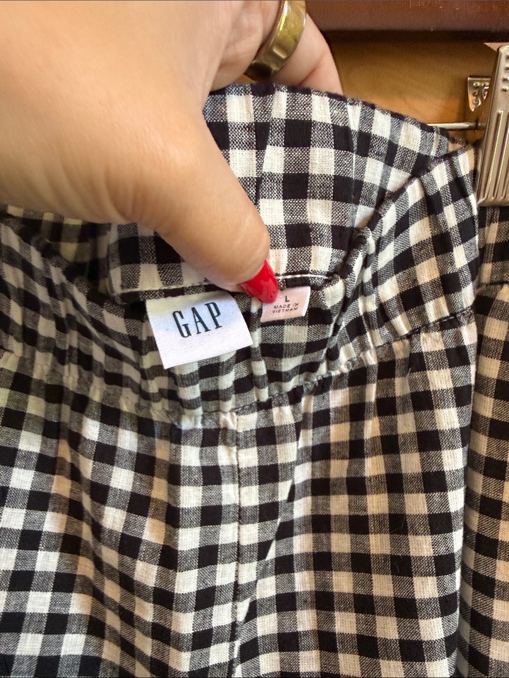 GAP Black and White Gingham High-Waist Pants - Picture 2 of 4